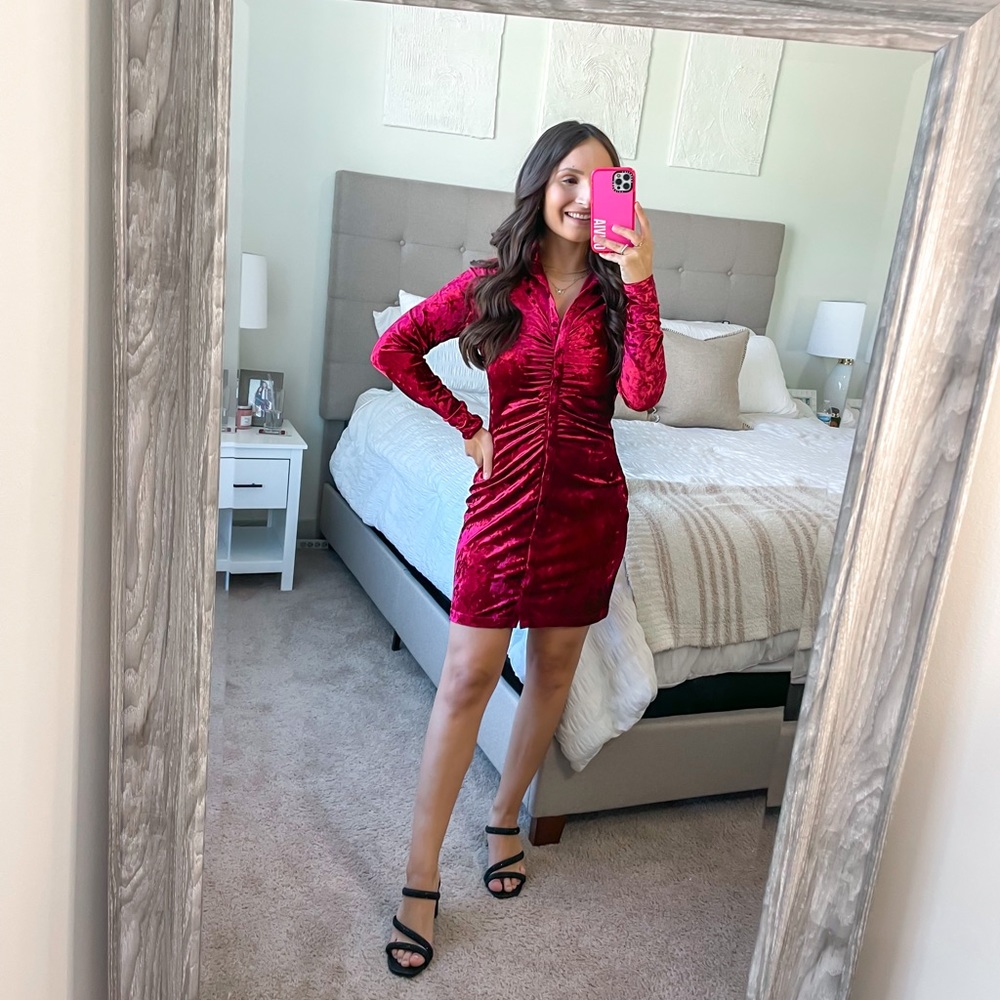 Red suede dress size XS